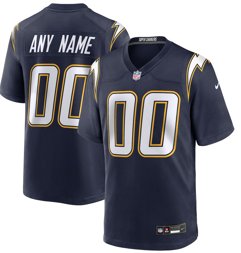 Custom Men Los Angeles Chargers yellow Charger blue Game NFL Nike Jersey->customized nfl jersey->Custom Jersey